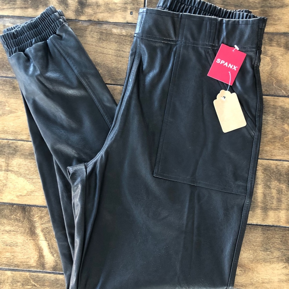 SPANX faux leather joggers